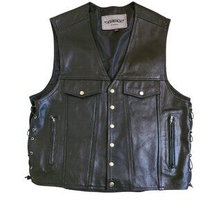 UNIK Premium Black Leather Biker Vest